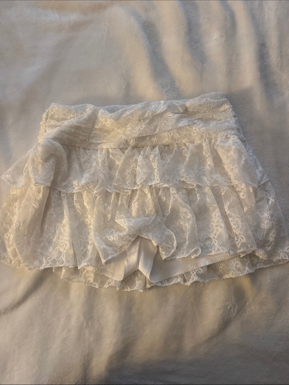 White Lace Tiered Mini Skort